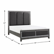 Pemberly Row Upholstered Queen Bed with Quilted Faux Leather - Wire-Brushed Gray
