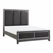 Pemberly Row Upholstered Queen Bed with Quilted Faux Leather - Wire-Brushed Gray