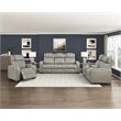 Pemberly Row Leather Power Reclining Chair with Headrest and Massage in Gray