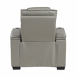 Pemberly Row Leather Power Reclining Chair with Headrest and Massage in Gray