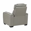 Pemberly Row Leather Power Reclining Chair with Headrest and Massage in Gray