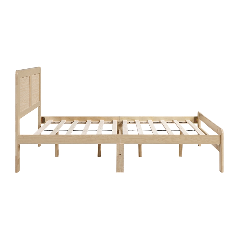 Pemberly Row Asian Hardwood Full Platform Bed with Headboard in Natural