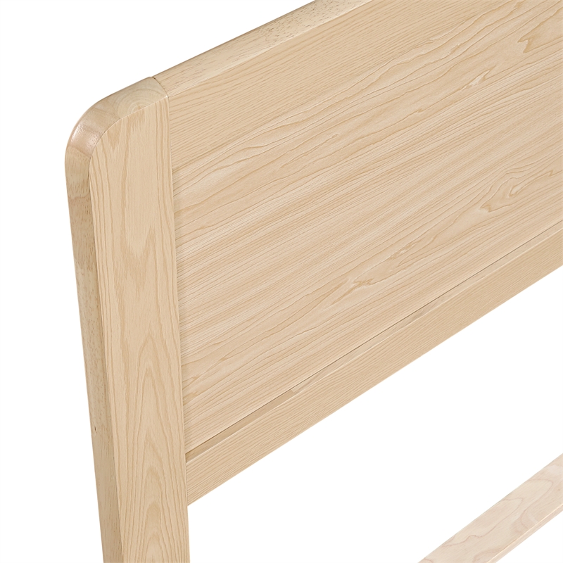 Pemberly Row Asian Hardwood Full Platform Bed with Headboard in Natural
