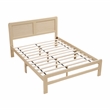 Pemberly Row Asian Hardwood Full Platform Bed with Headboard in Natural