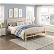 Pemberly Row Asian Hardwood Full Platform Bed with Headboard in Natural