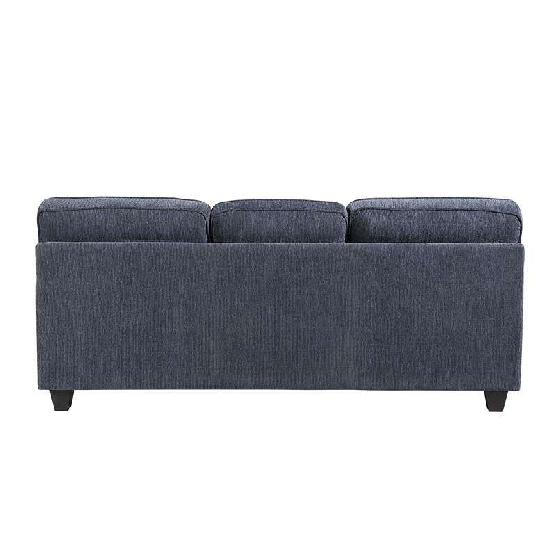 Pemberly Row Chenille Sofa with Pocket Coils and 2 Decorative Pillows in Blue
