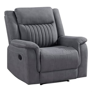 Pemberly Row Microfiber Manual Reclining Chair with Pocket Coils in Gray