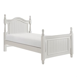 Pemberly Row Wood Twin Platform Bed with Twin Trundle in White