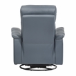 Pemberly Row Top Grain Leather Swivel Glider Reclining Chair in Blue Gray