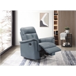 Pemberly Row Top Grain Leather Swivel Glider Reclining Chair in Blue Gray