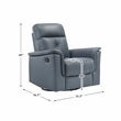 Pemberly Row Top Grain Leather Swivel Glider Reclining Chair in Blue Gray