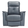 Pemberly Row Top Grain Leather Swivel Glider Reclining Chair in Blue Gray
