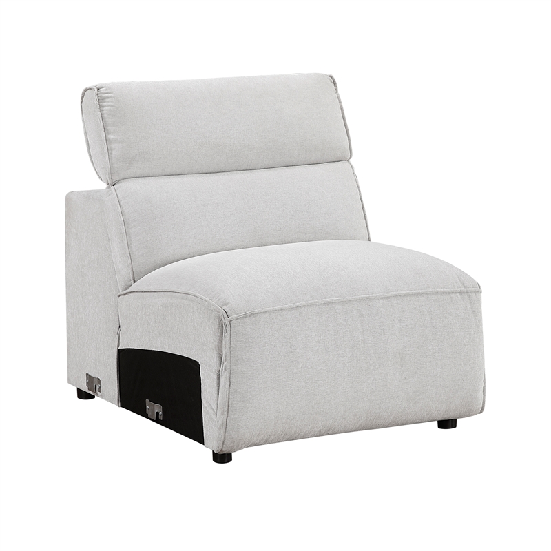 Pemberly Row Microfiber Armless Chair with Adjustable Headrest in Light Gray