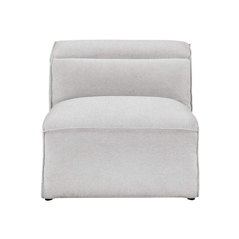 Pemberly Row Microfiber Armless Chair with Adjustable Headrest in Light Gray