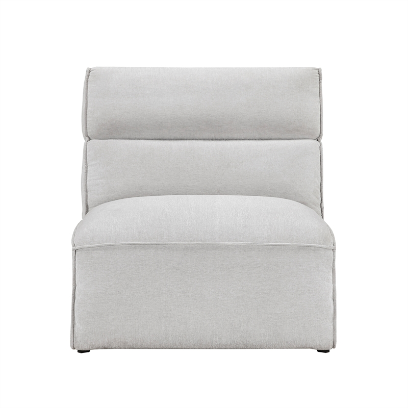 Pemberly Row Microfiber Armless Chair with Adjustable Headrest in Light Gray