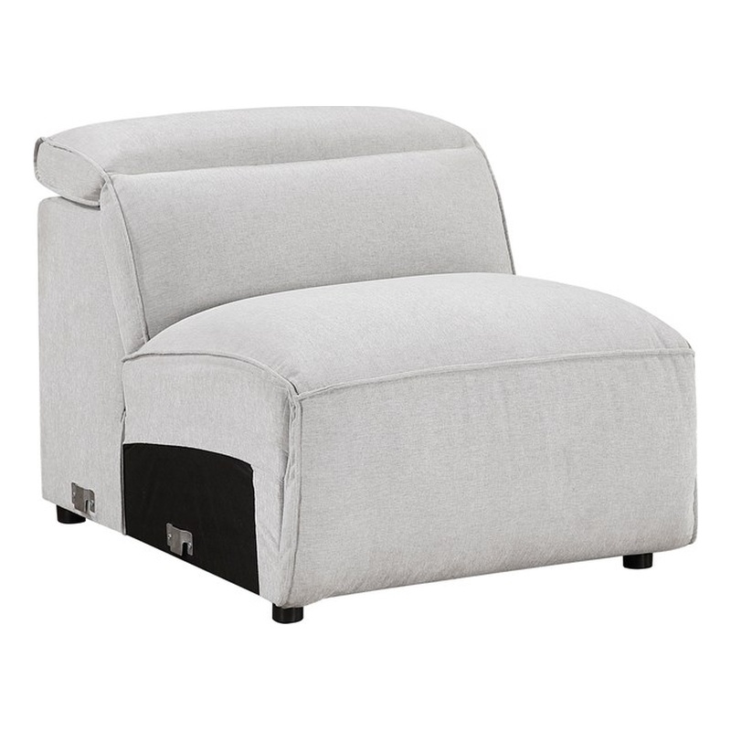 Pemberly Row Microfiber Armless Chair with Adjustable Headrest in Light Gray