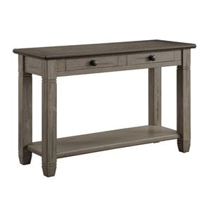 Pemberly Row Wood 2-Drawer Console Table with Shelf in Antique Gray