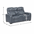 Pemberly Row Top Grain Leather Power Reclining Sofa and Loveseat in Blue