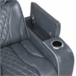 Pemberly Row Top Grain Leather Power Reclining Sofa and Loveseat in Blue