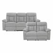 Pemberly Row Chenille 2-Piece Reclining Sofa and Loveseat Set in Gray
