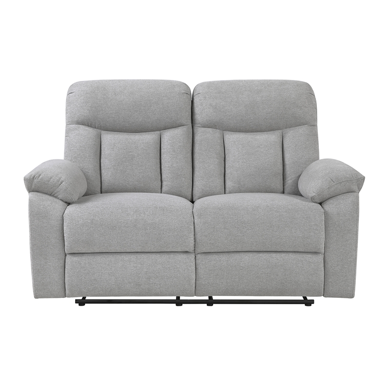 Pemberly Row Chenille 2-Piece Reclining Sofa and Loveseat Set in Gray