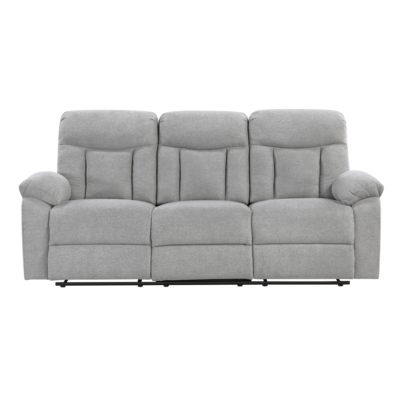 Pemberly Row Chenille 2-Piece Reclining Sofa and Loveseat Set in Gray