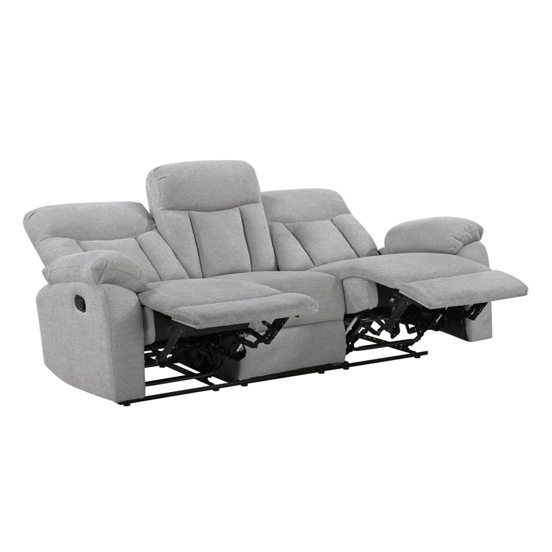 Pemberly Row Chenille 2-Piece Reclining Sofa and Loveseat Set in Gray