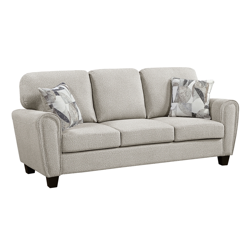 Pemberly Row Chenille Sofa with Pocket Coils and 2 Decor Pillows in Gray