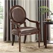 Pemberly Row Faux Leather Accent Chair with Nailhead Trim in Dark Brown