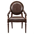 Pemberly Row Faux Leather Accent Chair with Nailhead Trim in Dark Brown
