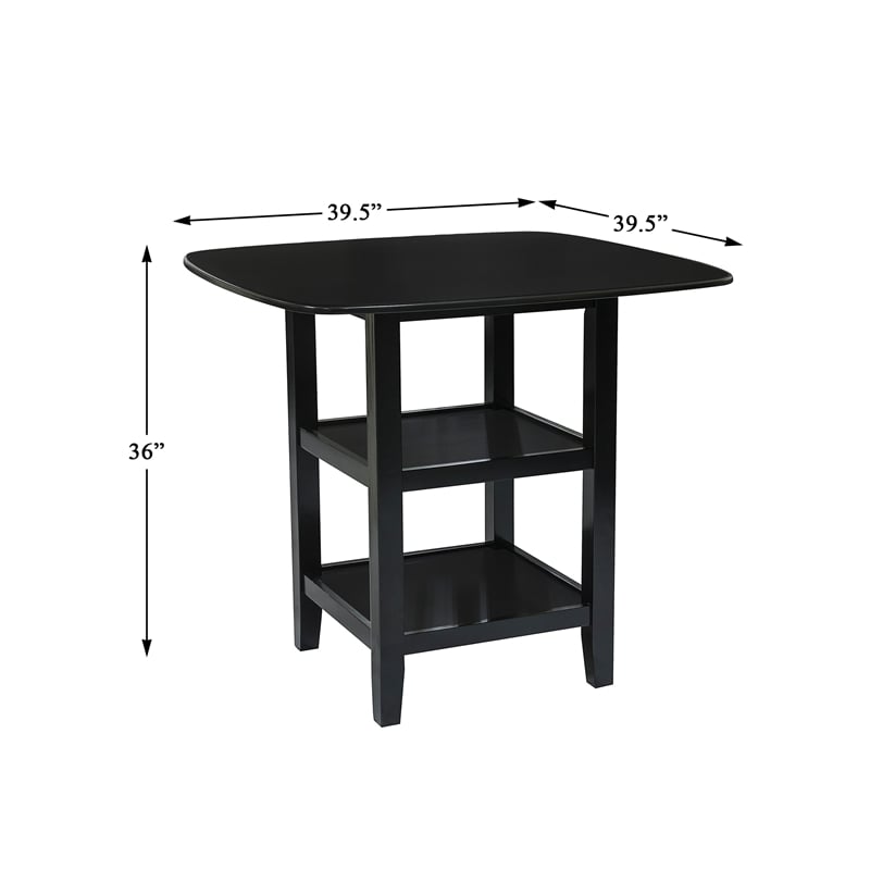 Pemberly Row 5-Piece Solid Wood Counter Height Dining Set with X-Back in Black