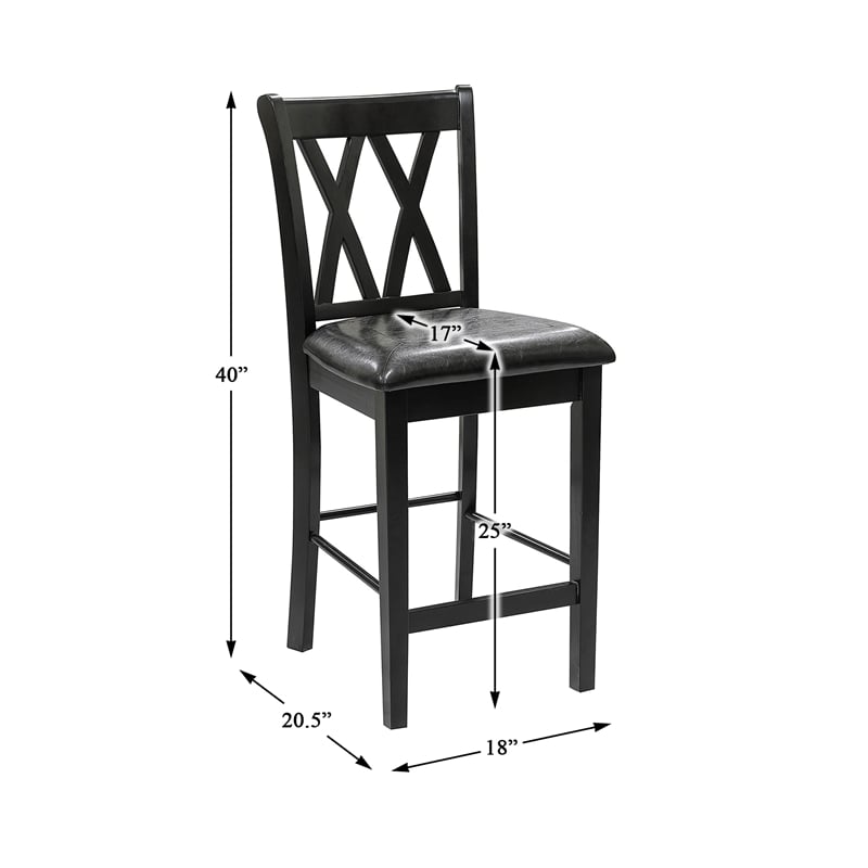 Pemberly Row 5-Piece Solid Wood Counter Height Dining Set with X-Back in Black