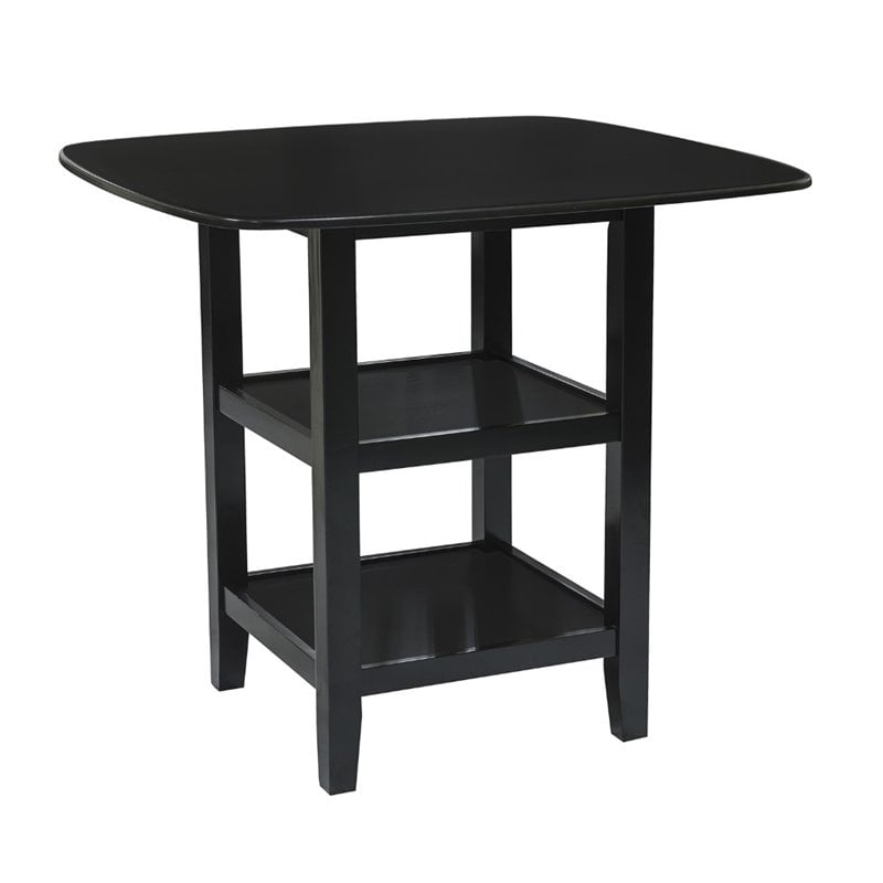 Pemberly Row 5-Piece Solid Wood Counter Height Dining Set with X-Back in Black