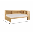 Pemberly Row Pine Wood Twin Bookcase Corner Bed in Natural Pine