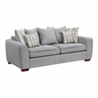 Pemberly Row Chenille Scatter Back Sofa with Nailhead Trim and 7 Pillows in Gray
