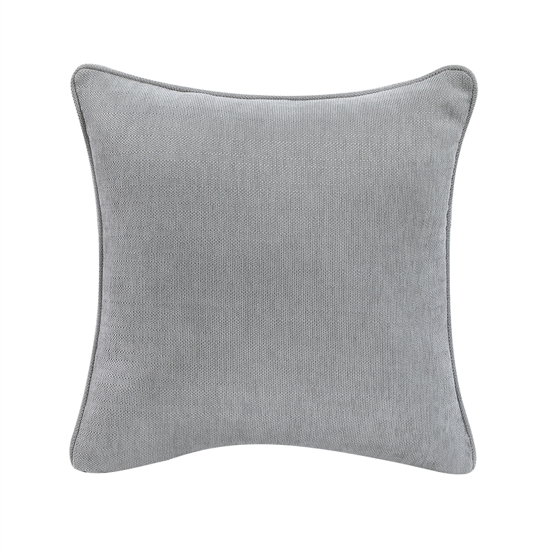 Pemberly Row Chenille Scatter Back Sofa with Nailhead Trim and 7 Pillows in Gray
