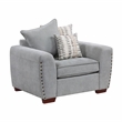 Pemberly Row Chenille Scatter Back Sofa with Nailhead Trim and 7 Pillows in Gray