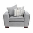 Pemberly Row Chenille Scatter Back Sofa with Nailhead Trim and 7 Pillows in Gray