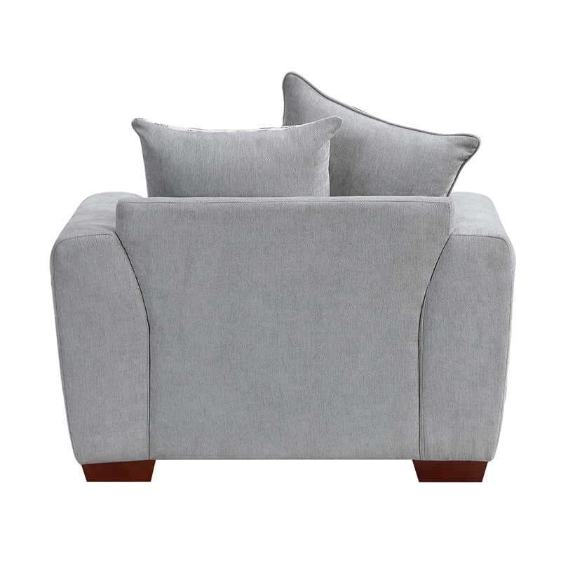 Pemberly Row Chenille Scatter Back Sofa with Nailhead Trim and 7 Pillows in Gray