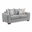 Pemberly Row Chenille Scatter Back Sofa with Nailhead Trim and 7 Pillows in Gray