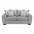 Pemberly Row Chenille Scatter Back Sofa with Nailhead Trim and 7 Pillows in Gray