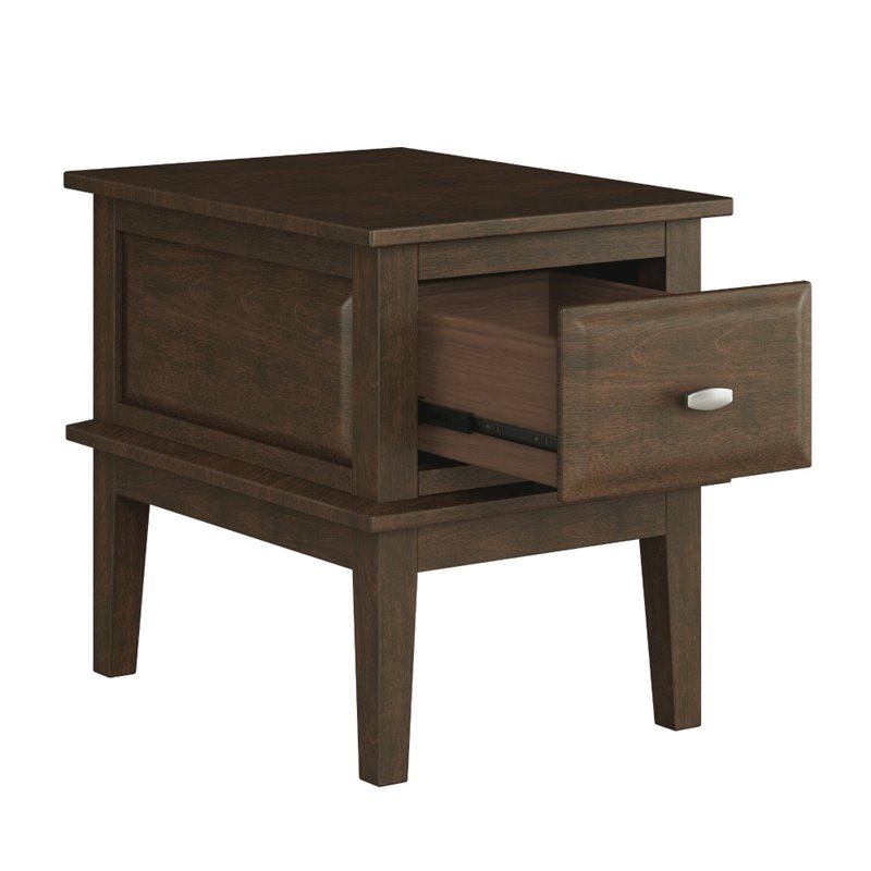 Pemberly Row Birch Veneer 1 Drawer End Table with Ball Bearing Glides in Cherry