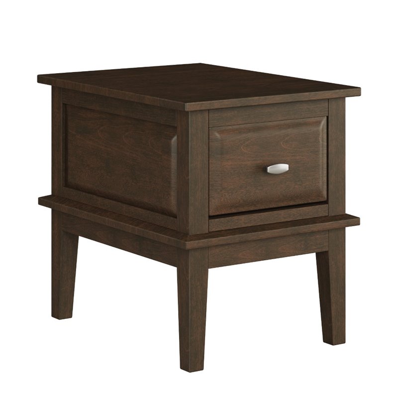 Pemberly Row Birch Veneer 1 Drawer End Table with Ball Bearing Glides in Cherry