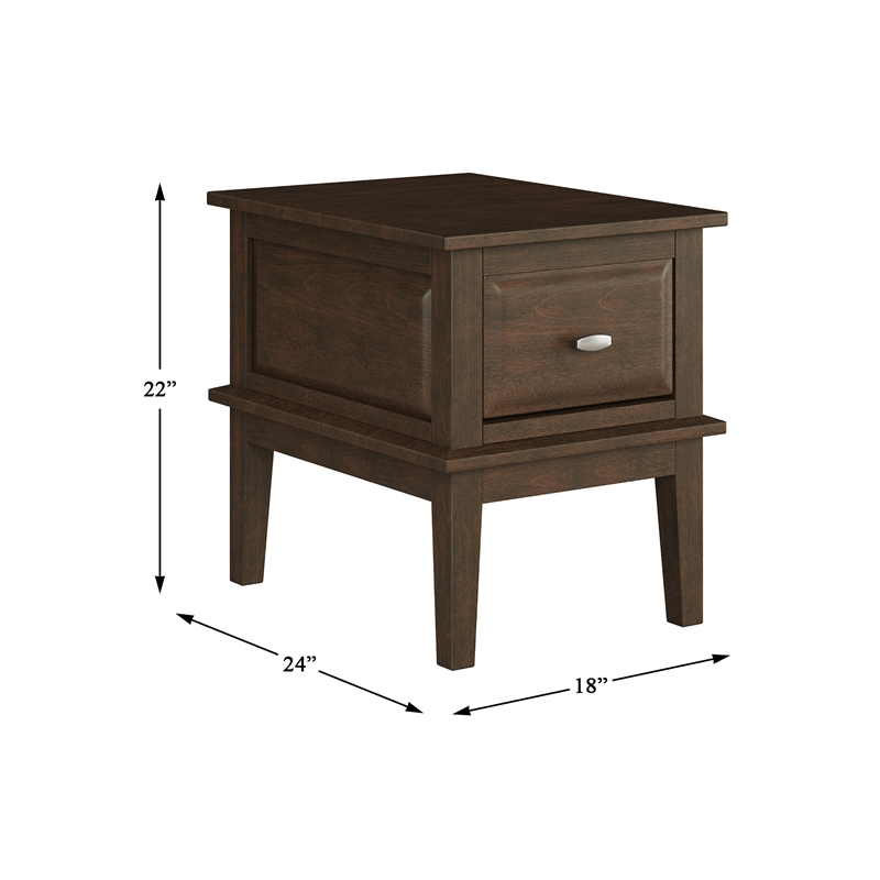 Pemberly Row Birch Veneer 1 Drawer End Table with Ball Bearing Glides in Cherry