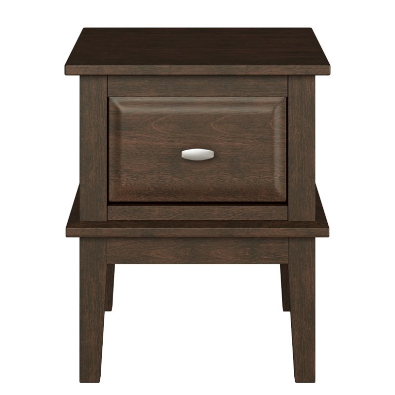 Pemberly Row Birch Veneer 1 Drawer End Table with Ball Bearing Glides in Cherry