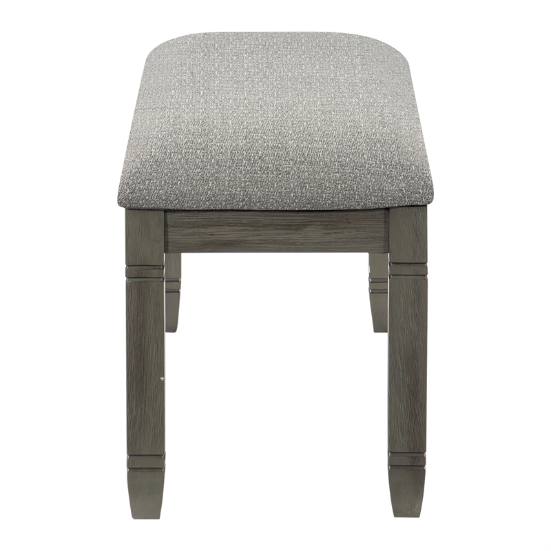 Pemberly Row Pine Wood Upholstered Dining Bench with 300 lb Capacity in Gray