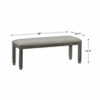 Pemberly Row Pine Wood Upholstered Dining Bench with 300 lb Capacity in Gray