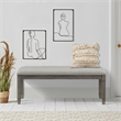 Pemberly Row Pine Wood Upholstered Dining Bench with 300 lb Capacity in Gray