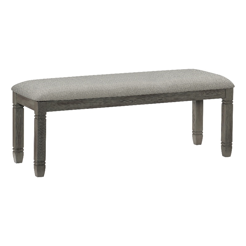 Pemberly Row Pine Wood Upholstered Dining Bench with 300 lb Capacity in Gray