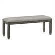 Pemberly Row Pine Wood Upholstered Dining Bench with 300 lb Capacity in Gray